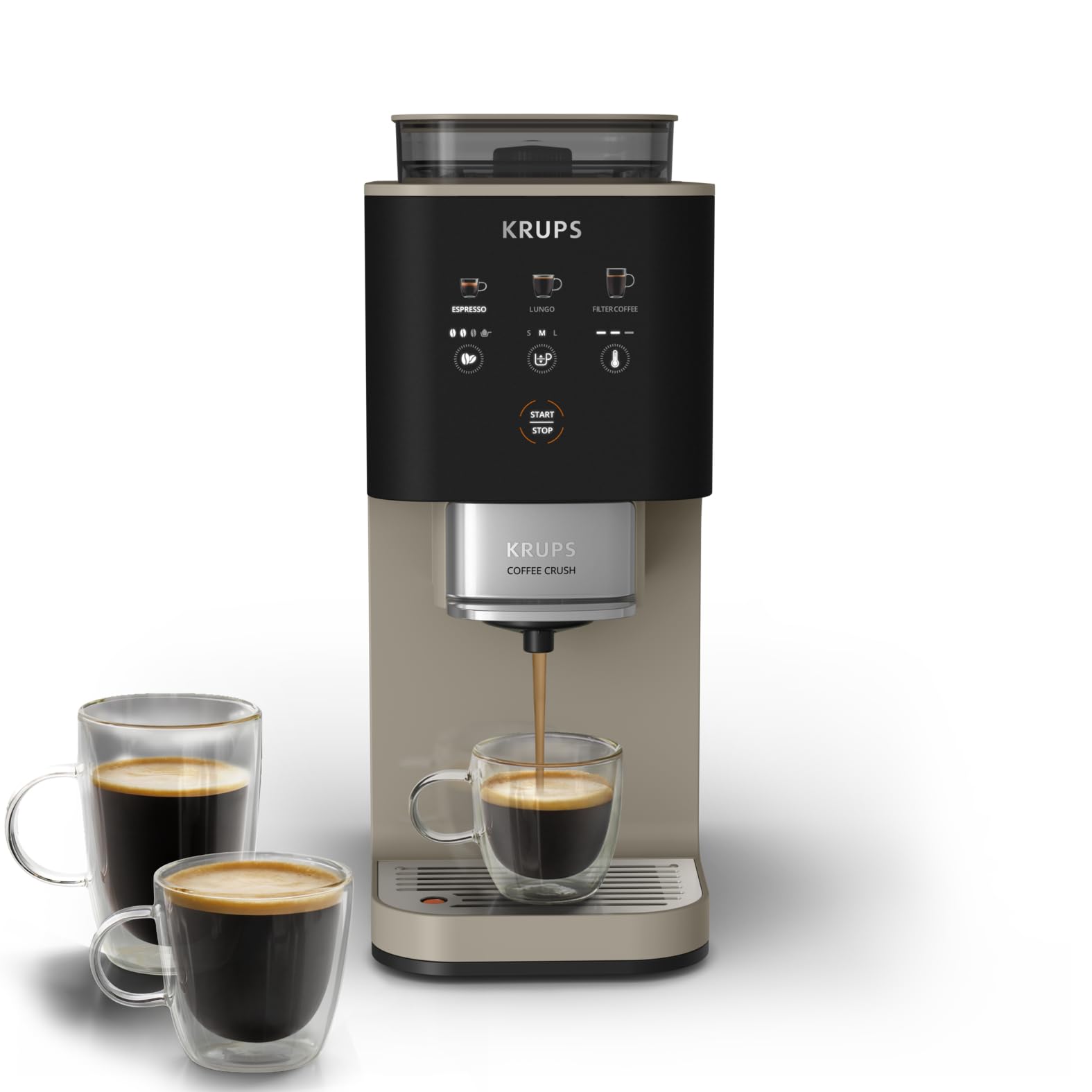 61CO_l3CoJL KRUPS Coffee Crush Extra Volautomatische Koffiemachine 15 cm Maalwerk Espresso Lungo Beige - Afbeelding 1
